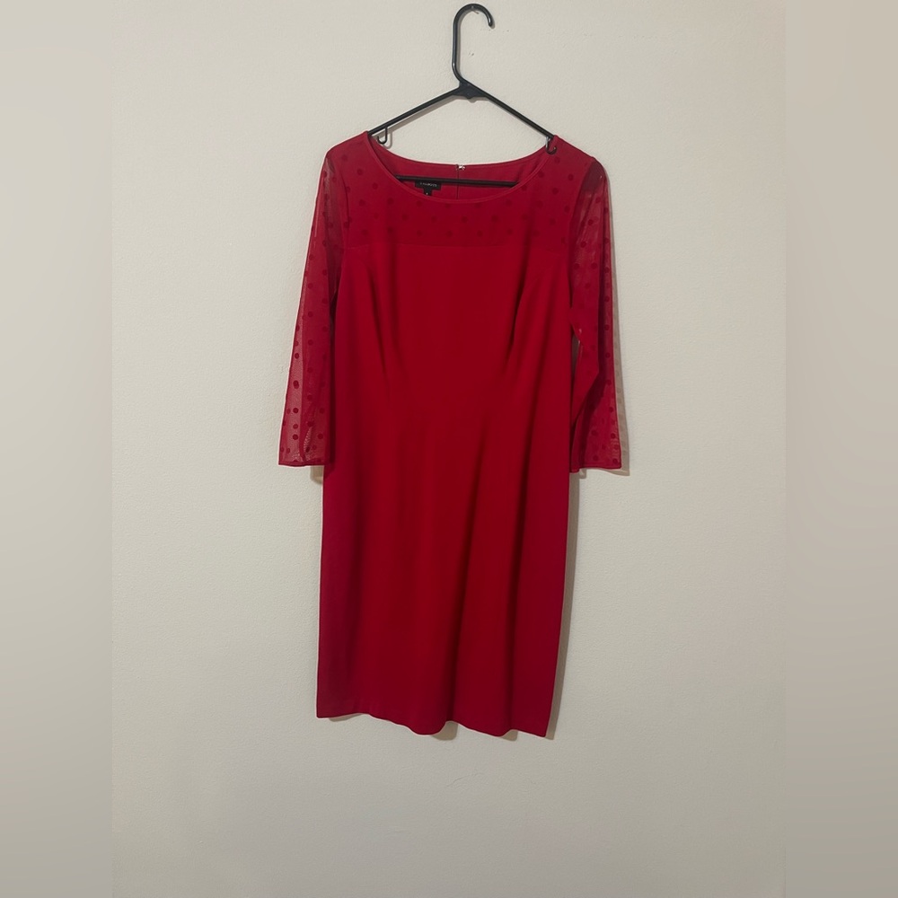 Talbots Red Sheer Sleeve Dress